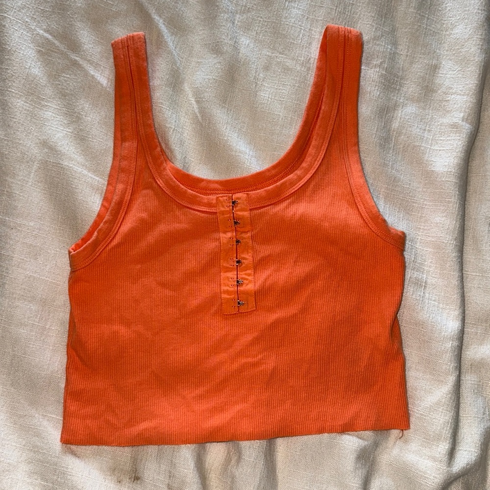 Orange Aerie cropped ribbed tank top